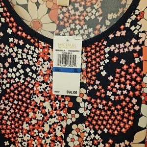 Michael Kors Midi Dress, Pink/Blue Floral, Size XL